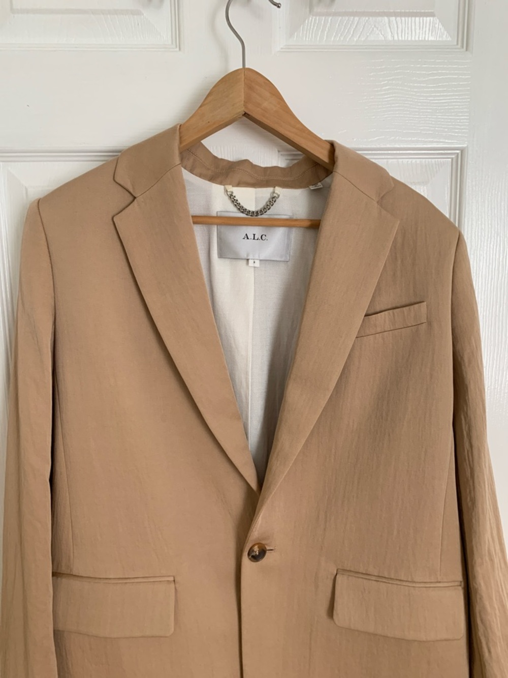 A.L.C. Woman Beige-Tan Single-Button Blazer